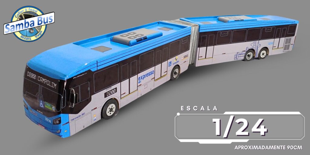Miniatura de ônibus articulado Escala 1-24 1 124 1