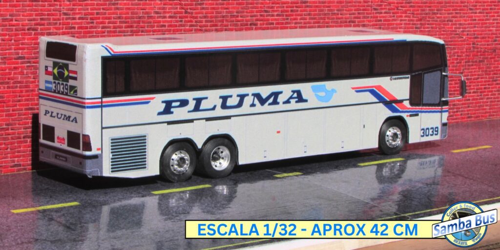 Miniatura de Ônibus Pluma Marcopolo G4 Escala 1/32 1 Miniatura de Ônibus Pluma Marcopolo G4