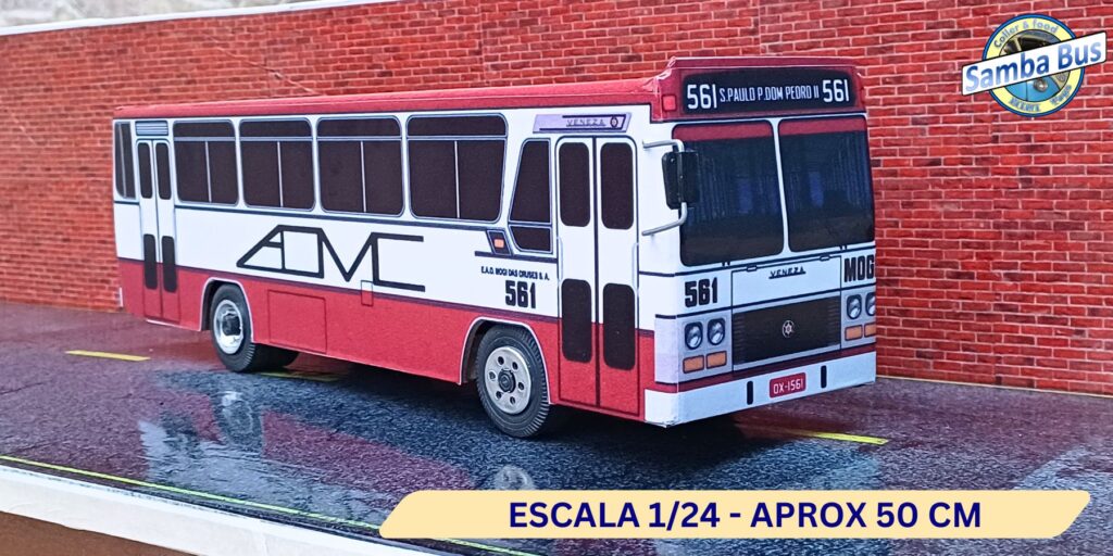 Miniatura de Ônibus Marcopolo Veneza Empresa de Auto Ônibus Mogi das Cruzes Escala 1/24 3 Miniatura de Onibus Marcopolo Veneza 3 1