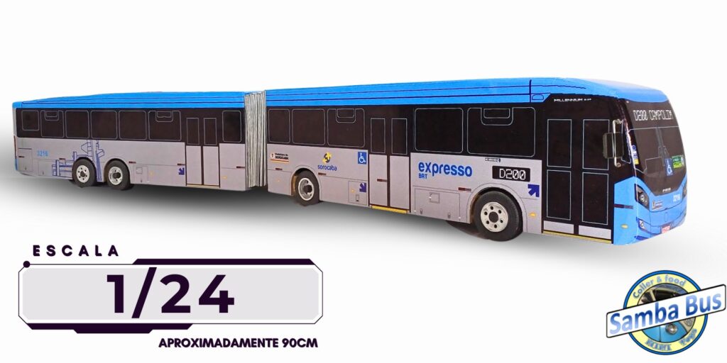 Miniatura de ônibus articulado Escala 1-24 3 Miniatura de Onibus articulado escala 1 24