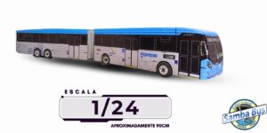 Miniatura de Ônibus articulado escala 1-24 Samba Bus Miniaturas de Ônibus Urbanos