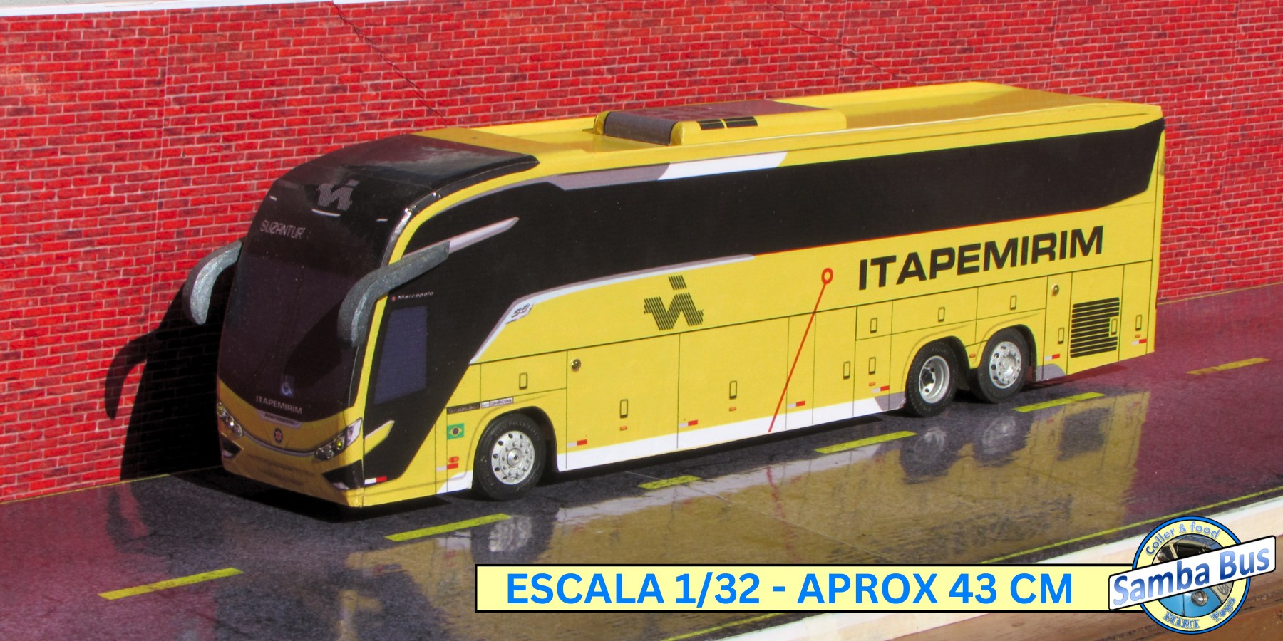 Miniatura de Ônibus Marcopolo G8 Itapemirim 1350 Escala 1/32
