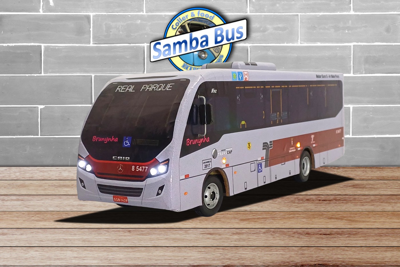 Miniatura de Micro Ônibus Especial Luzes de Led. Escala 1/32