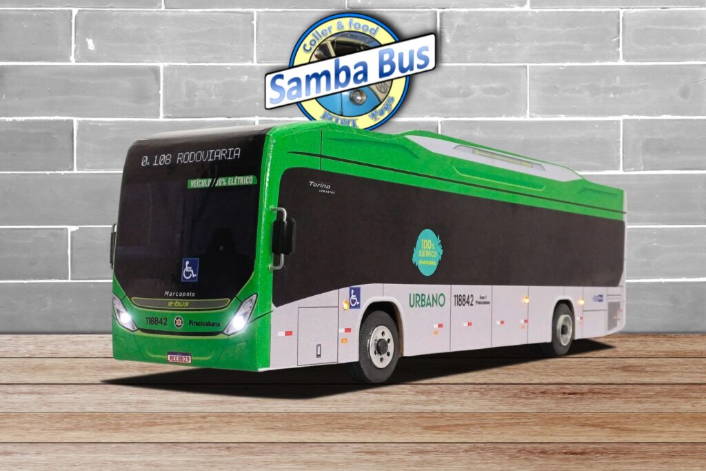 Miniatura de Ônibus Marcopolo Torino Elétrico Viação Piracicabana