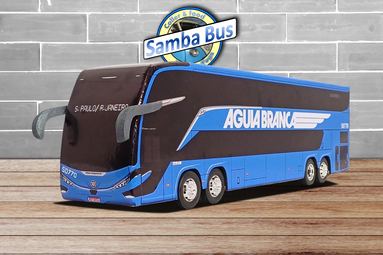 Miniatura de Ônibus Viação Águia Branca Marcopolo G8 Escala 1/32