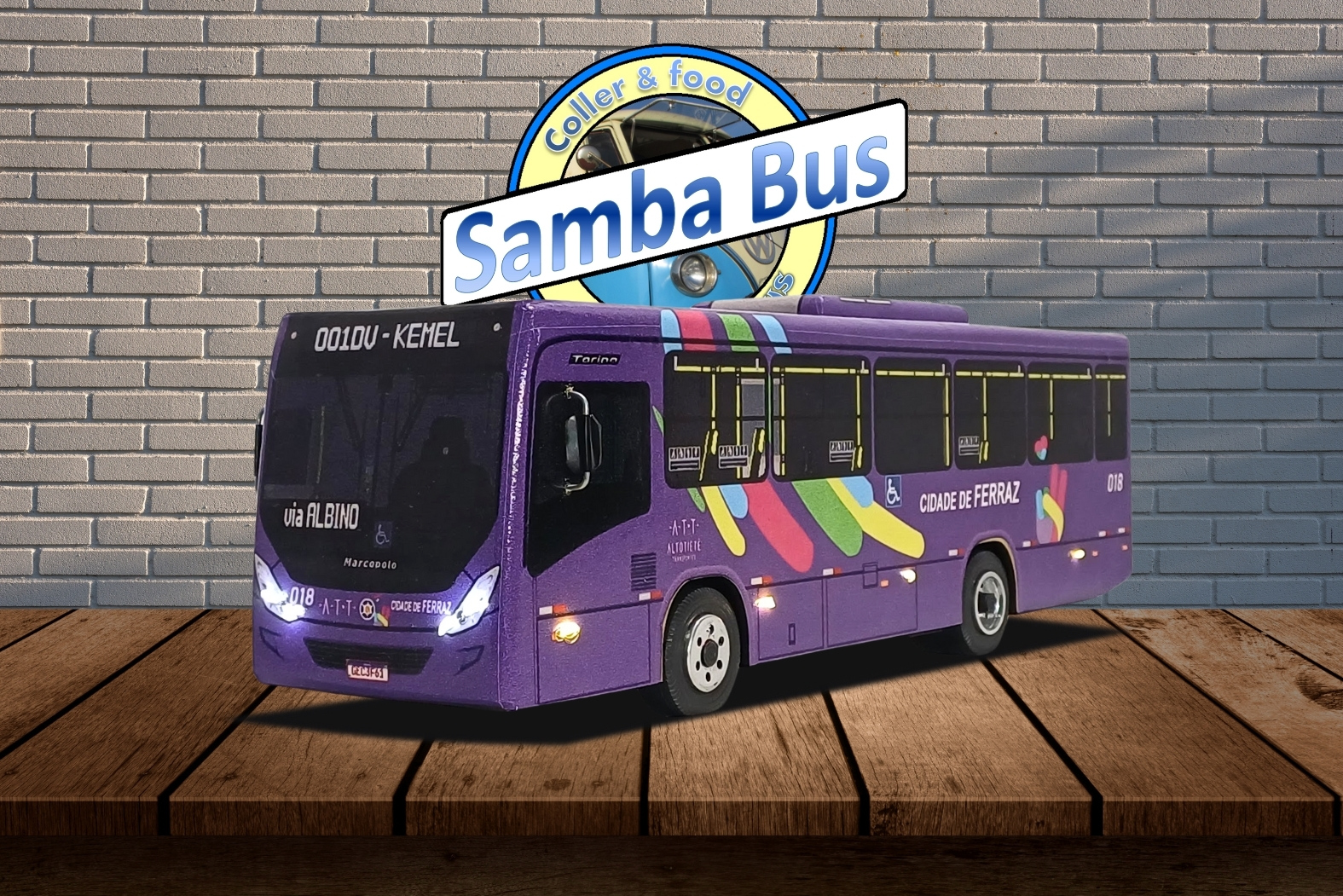 Miniatura de Ônibus Cidade de Ferraz de Vasconcelos Marcopolo Torino Escala 1/24