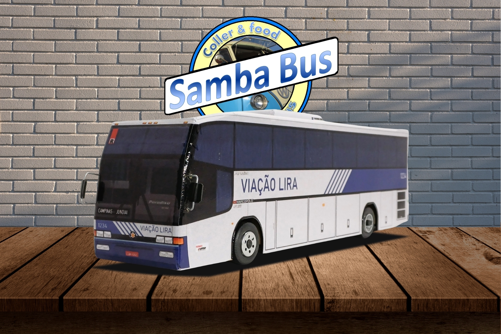 Miniatura de Ônibus Viação Lira Marcopolo GV Escala 1/24