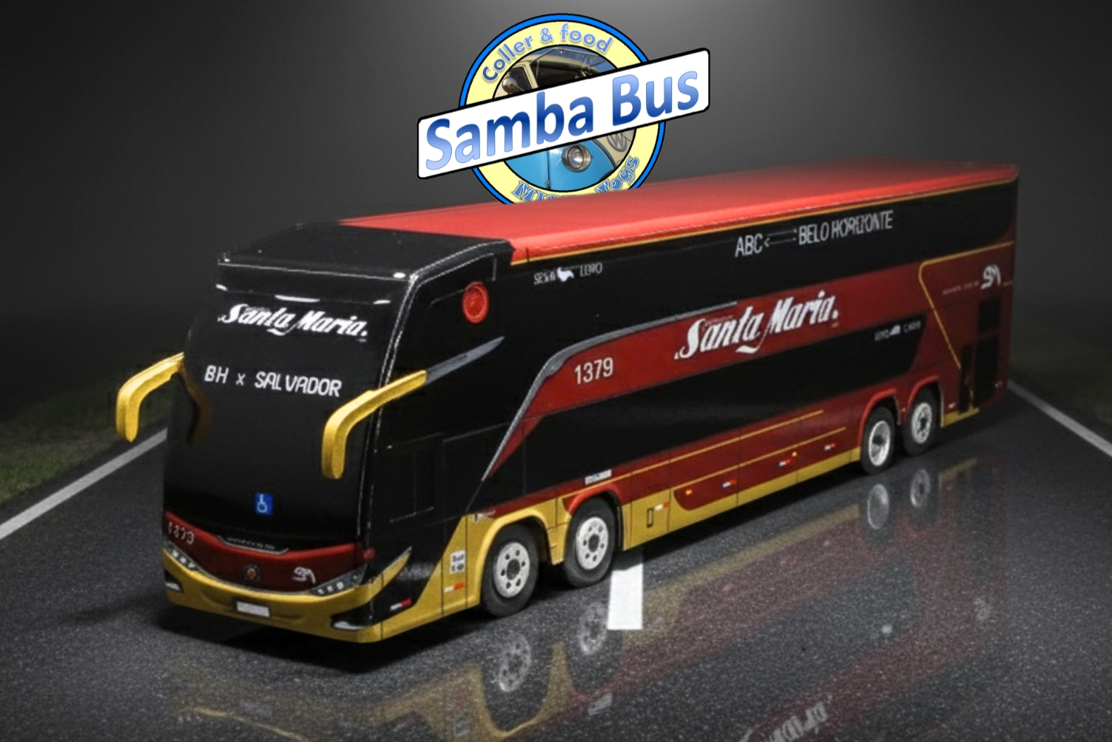 Miniatura de Ônibus Santa Maria Marcopolo G8 Escala 1/24