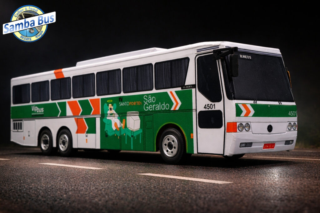 Miniatura Ônibus Viação São Geraldo Mercedes Benz O-400RSD Monobloco 