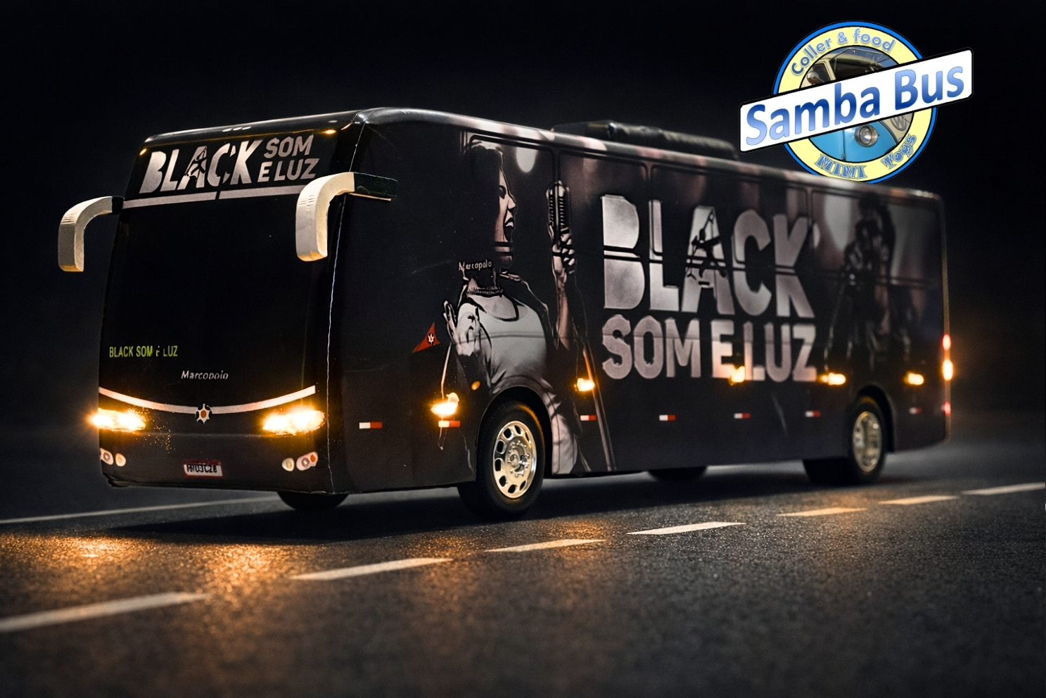 Miniatura de Ônibus de Banda Black Som e Luz