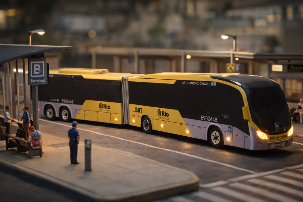 onibus articulado miniatura Rio de Janeiro Samba Bus Miniaturas