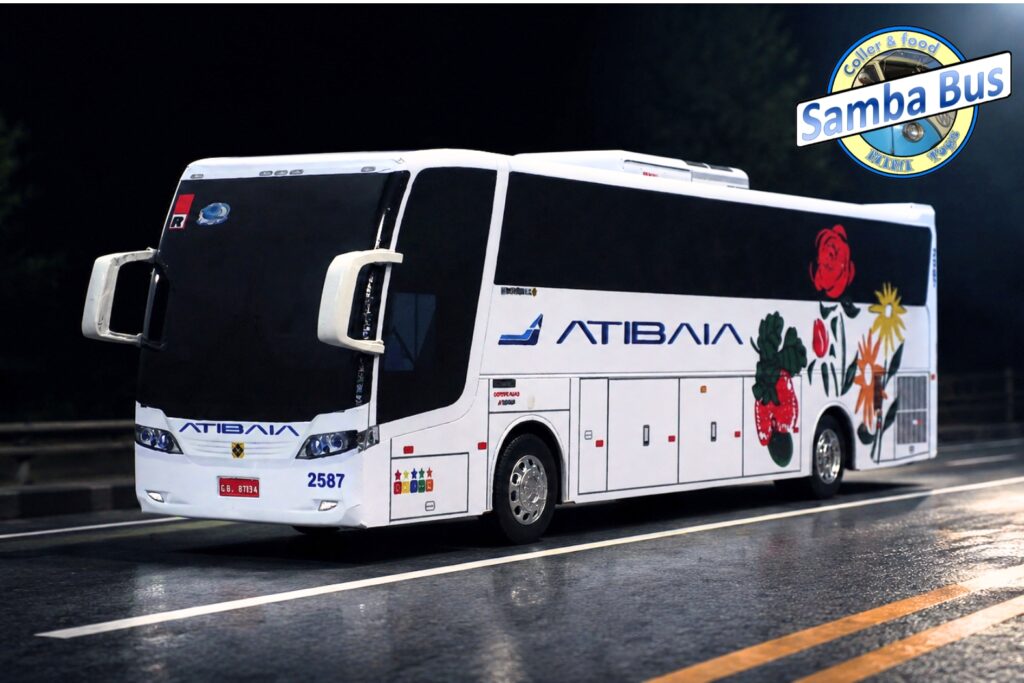 Miniatura de Ônibus Viação Atibaia Busscar Vissta Buss HI - Samba Bus Miniaturas